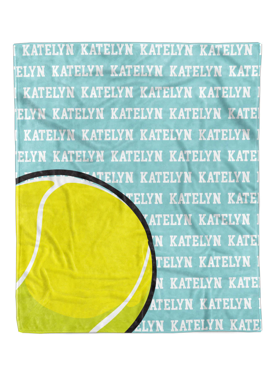 Custom Tennis Name Minky Blanket - Personalized Design, 30x40 & 50x60 Sizes