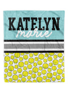 Custom Tennis Split Minky Blanket - Personalized Design, 30x40 & 50x60 Sizes