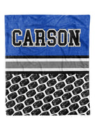 Custom Hockey Split Minky Blanket with personalized design, available in 30x40 and 50x60 sizes.