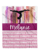 Custom Gymnastics Paint Swatch Minky Blanket with personalized design, available in 30x40 and 50x60 sizes.