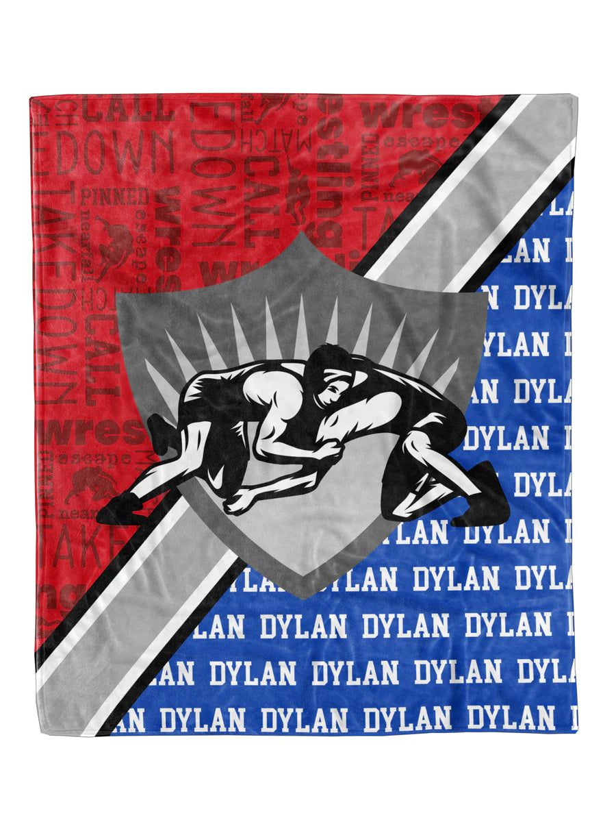 Wrestling Action Custom Minky Blanket - Personalized Design, 30x40 & 50x60 Sizes