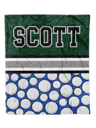 Custom Golf Split Blanket with personalized design, soft Minky fabric, available in 30x40 and 50x60 sizes.